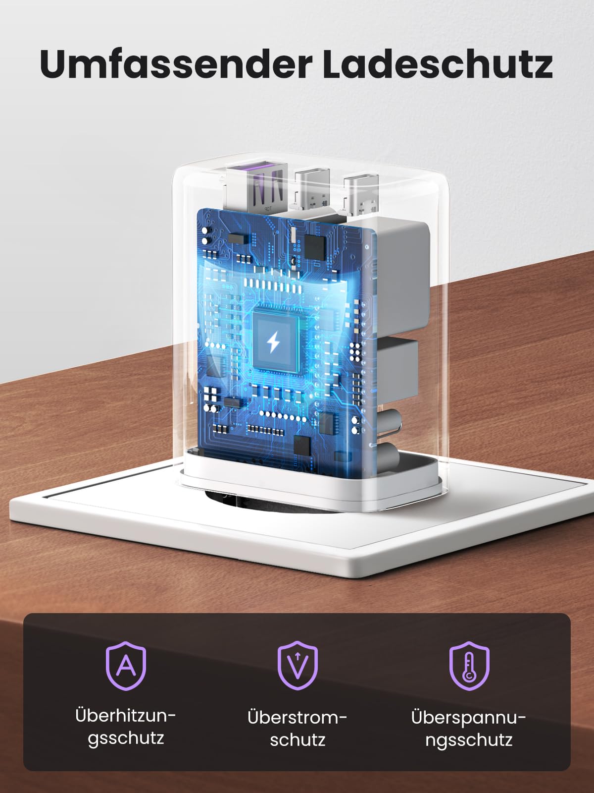 UGREEN USB C Ladegerät 65W PD Netzteil 3-Port Charger Adapter PPS 45W Schnellladegerät kompatibel mit MacBook Pro/Air, iPad, iPhone 17/16/15/14, Galaxy S25 Ultra, Pixel, Steam Deck (Weiß) 7