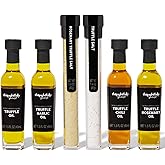 Thoughtfully Gourmet, Truffle Salt & Olive Oil Gift Set, Includes 4 Premium Extra Virgin Olive Oil, 2 Truffle Salts with Real