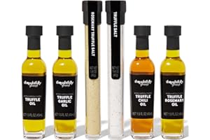 Thoughtfully Gourmet, Truffle Salt & Olive Oil Gift Set, Includes 4 Premium Extra Virgin Olive Oil, 2 Truffle Salts with Real