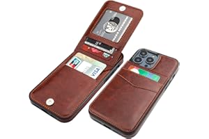 KIHUWEY Compatible with iPhone 14 Pro Case Wallet with Credit Card Holder, Flip Premium Leather Magnetic Clasp Kickstand Heavy Duty Protective Cover for iPhone 14 Pro 6.1 Inch (Brown)