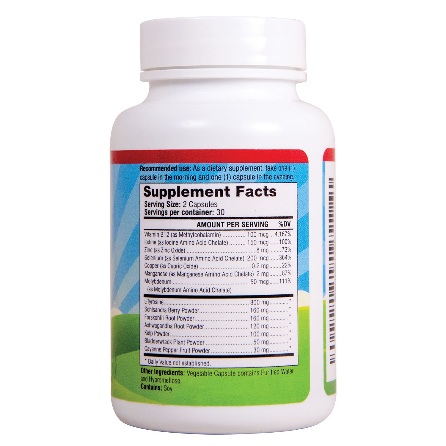 Thyroid Support Weight Loss With Iodine Metabolism, Focus & Energy Formulation Vegetarian and