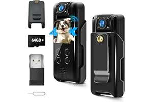 YYCAMUS Body Cam 4K, Mini Body Camera with 180° Rotating Lens, Small Bodycam WiFi with 1.3”LCD Screen, 10 HR Battery, APP Control, Night Vision, Wearable Clip on Body Cameras for Personal & Police