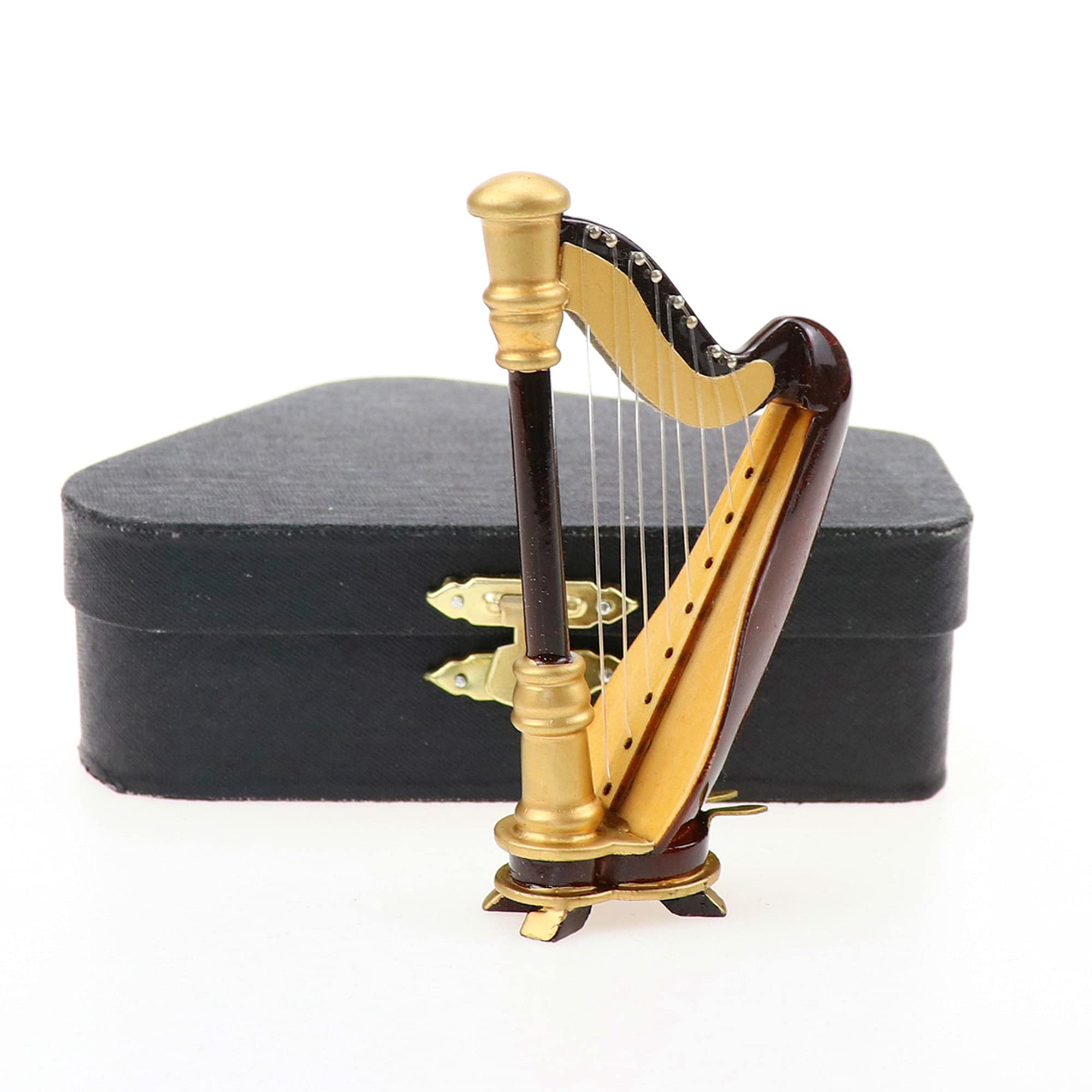 Dselvgvu Wooden Miniature Harp with Case Mini Musical Instrument Harp ...