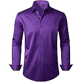 Alimens & Gentle Men's Dress Shirts Long Sleeve Wrinkle Free Stretch Business Casual Wedding Button Down Shirt