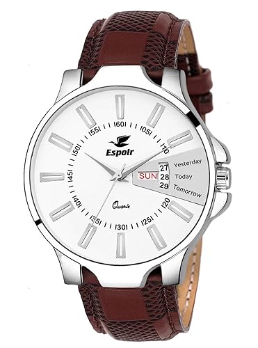 Analog White Dial Day and Date Boys and Mens Watch - DDCheckStrap