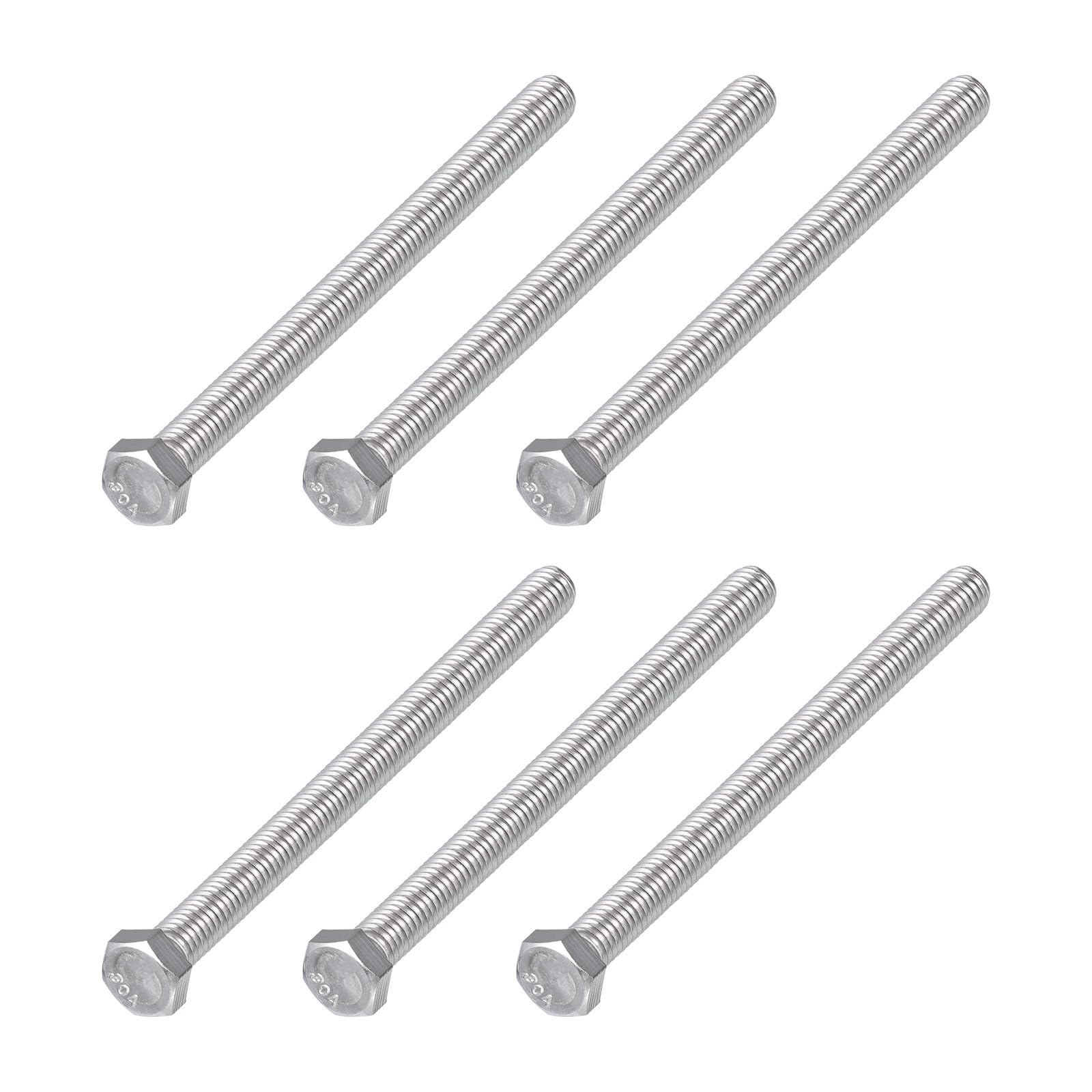 METALLIXITY Hex Head Bolts (3/8-16 x 5") 6Pcs, 304 Stainless Steel 18-8, Fully Threaded, External Hex Drive, Plain Finish, Hex Head Screw Bolt, Silver — image 1