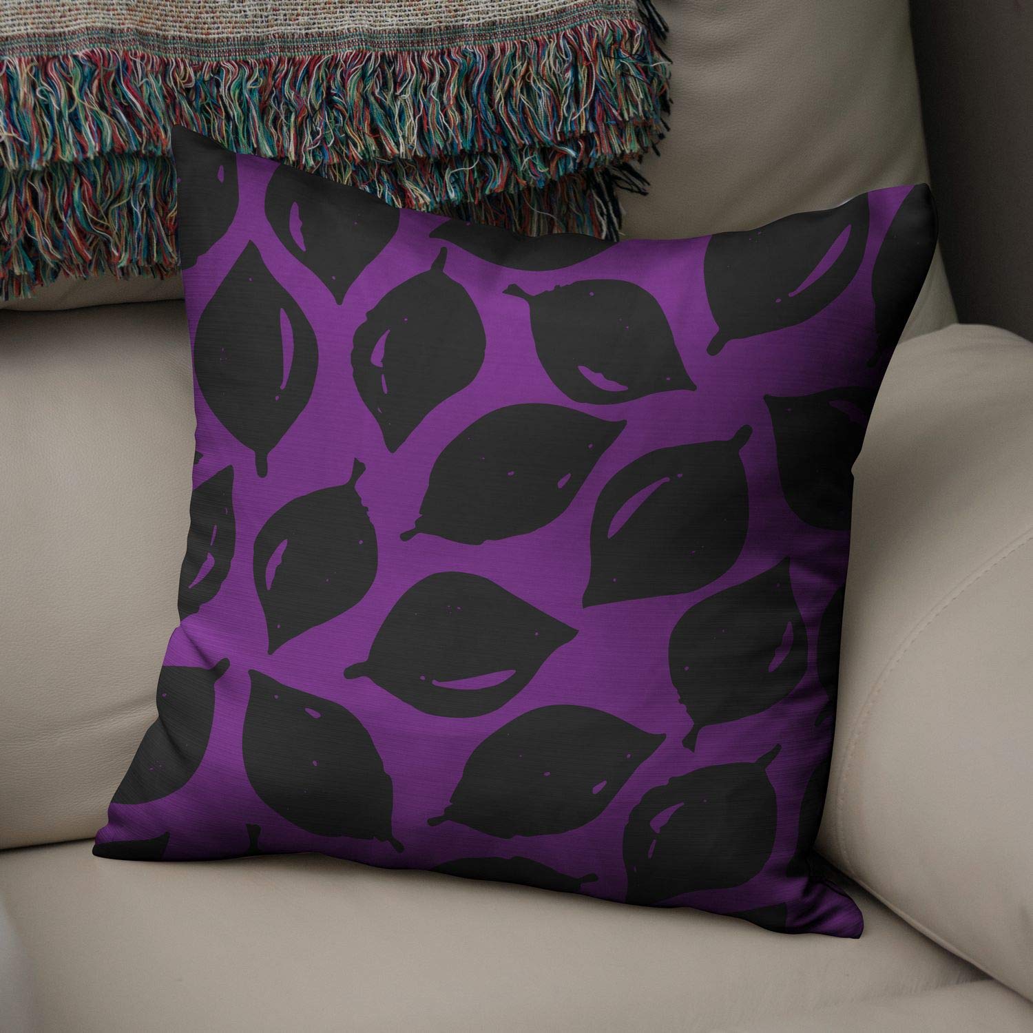 Bonamaison Decorative Cushion Cover Purple & Black, Throw Pillow Covers, Home Decorative Pillowcases for Livingroom, Sofa, Bedroom, Size: 50x50 Cm - Designed and Manufactured in Turkey