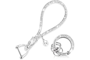 Yiflin Cute Car keychain for Women, Crystal Keychain Accessories，Bling Wrist Lanyard for Keys, Car key