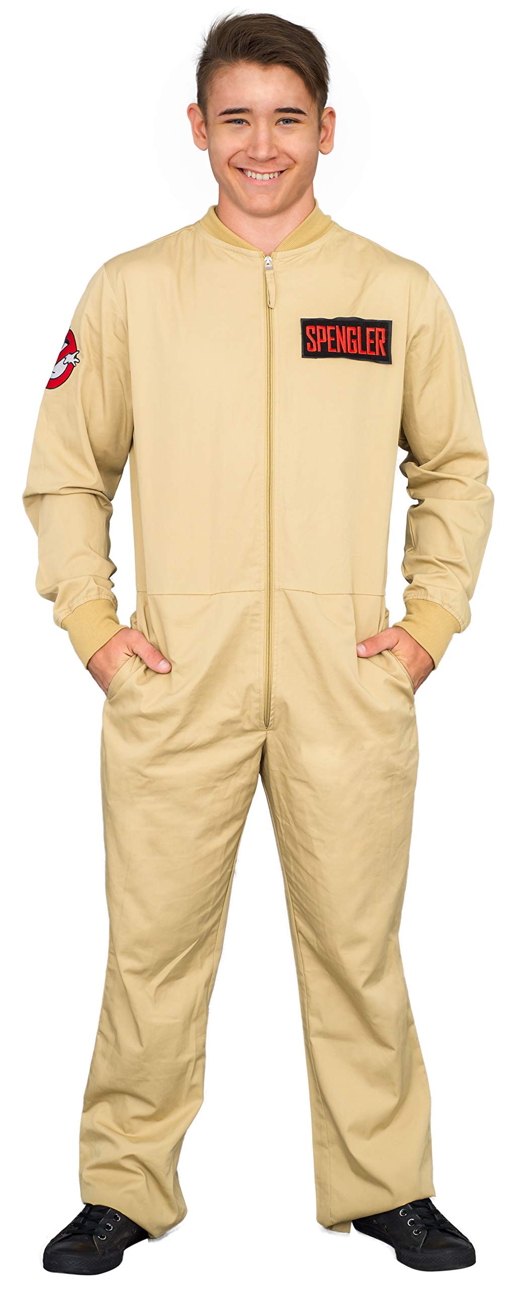 Ghostbusters Adult and Kids Costume with 4 Interchangeable Patches Cosplay Zipup Jumpsuit for