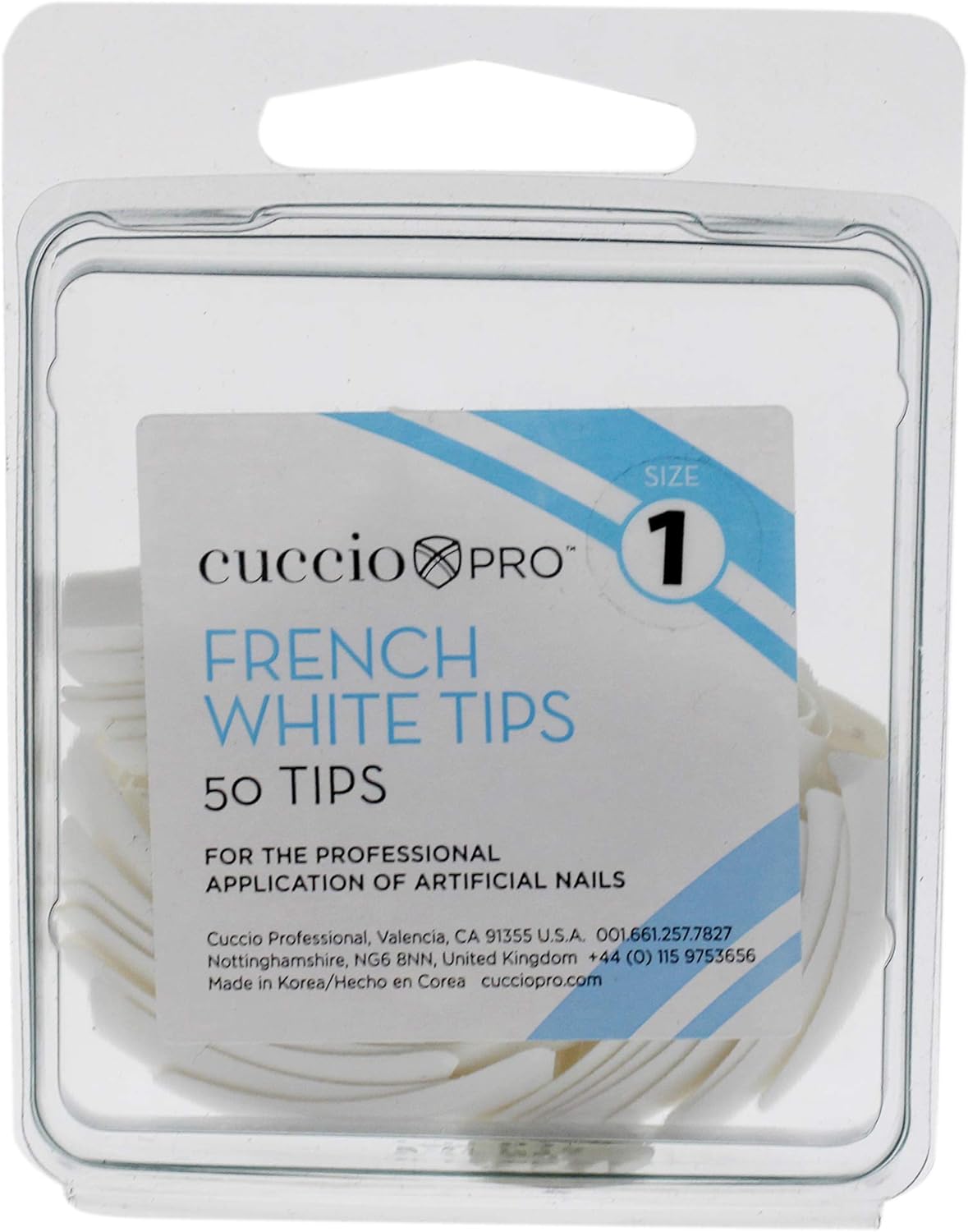 Cuccio Pro - French White Tips - 1 - for Women - Acrylic Nails - 50 Pc, 50 count (Pack of 1)