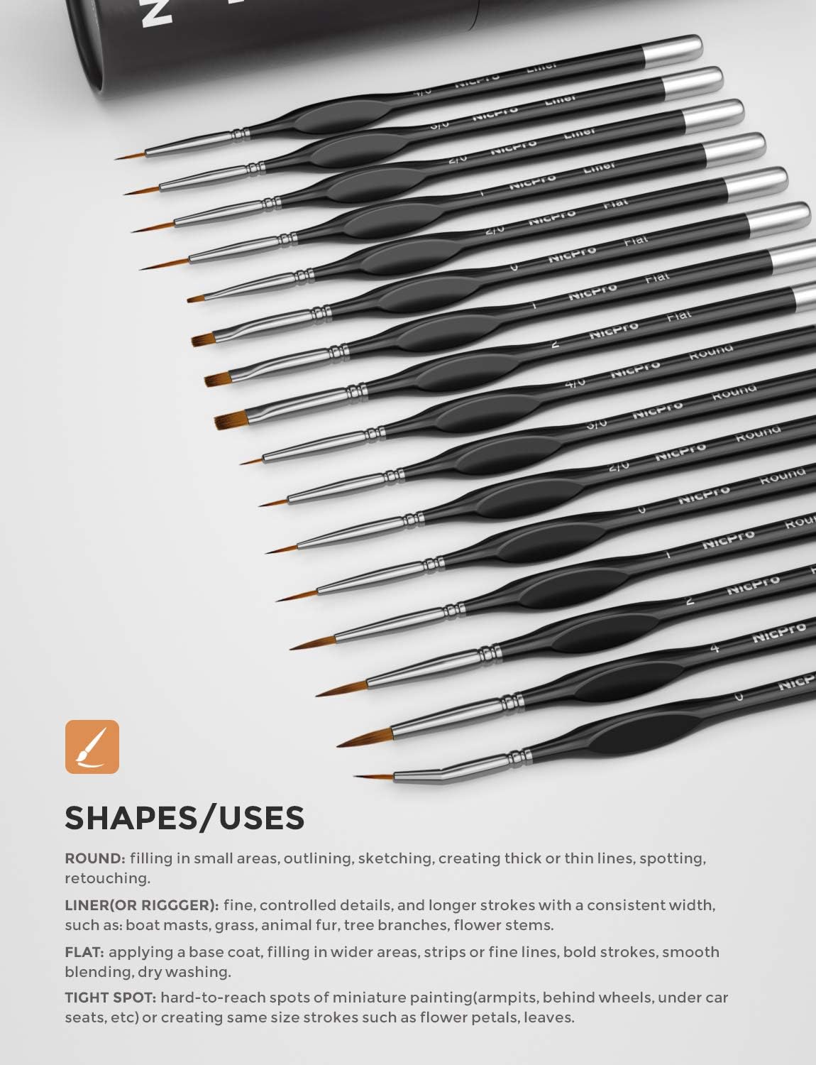 Nicpro 16PCS Miniature Paint Brushes - Image 4