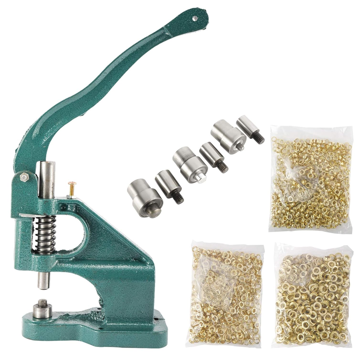 Hand Press Grommet Machine w/ 1500Pcs Grommets Eyelet Tool Kit for