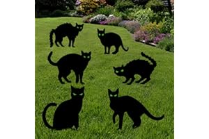 Anditoy 6 Pack Halloween Black Cat Yard Signs with Stakes Scary Silhouette Halloween Decorations for Outdoor Yard Lawn Garden Halloween Decor