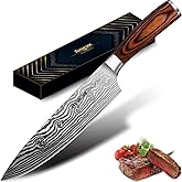 Astercook Chef Knife, 8 Inch Professional Kitchen Chef Knife, German High Carbon Stainless Steel Ultra Sharp Knife, Chefs Knives with Ergonomic Handle and Gift Box