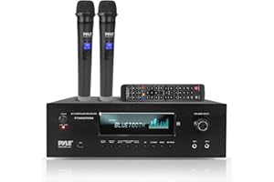 Pyle 1000W 5.2 Channel Home Theater Receiver - Bluetooth 5.0 - Amp w/ 2 UHF Wireless Mics - 4K UHD/3D/Blu-ray Pass-Through - MP3/USB/HDMI/AM/FM Radio - DSP EQ - Mic Echo & Volume Controls - PT888BTWM