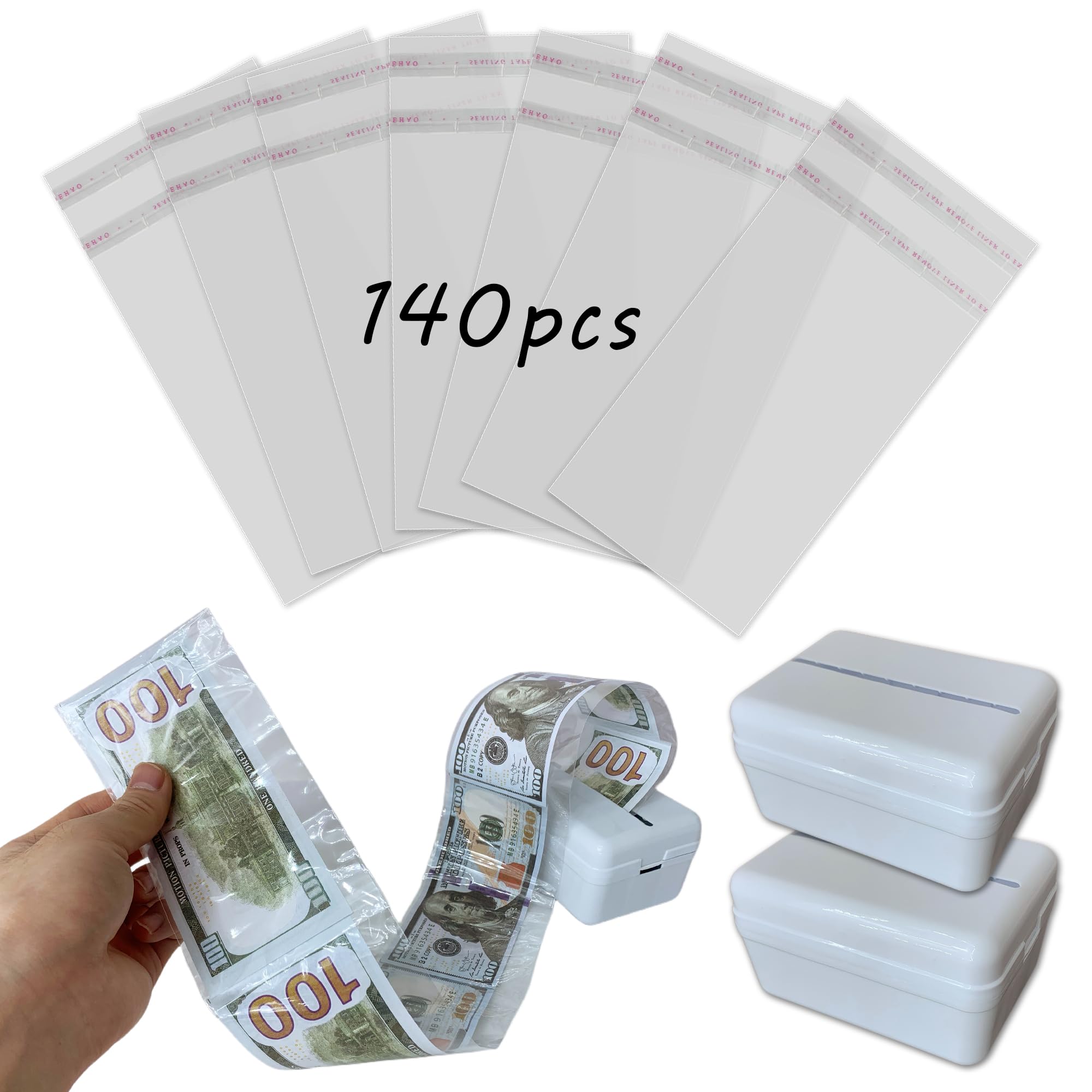 Photo 1 of 142Pcs Money Box Kit for Cash Gift - Money Cake Pull out Kit Clear Money Bags Sleeves for DIY Surprise Gift Box Bouquet for Birthday Quinceanera Anniversaries Party Favors
