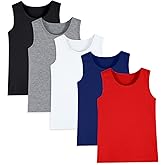 Hercugifts 5 Pack Boys Tank Tops Cotton Undershirts Kids Sleeveless Crew Neck Tank Tops for Toddlers Youth(Age 2-16)