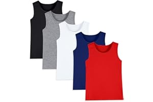 Hercugifts 5 Pack Boys Tank Tops Cotton Undershirts Kids Sleeveless Crew Neck Tank Tops for Toddlers Youth(Age 2-16)
