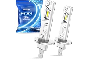 Marsauto H1 Fog Light Bulb, 600% High Bright H1 Fog Lights, 6500K White Strong Penetration, 50000 HRS+ Lifespan, Upgraded 1:1 Mni Size Led Bulb for Car, Truck, SUV, Pack of 2