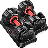 Mouldbody Adjustable Dumbbell Set Pair 25 lb or 50lb,10-in-1 Free Weight | 1-Second Dial Weight Adjustment,Space-Saving Design with Storage Base, Home Gym Strength Training Equipment
