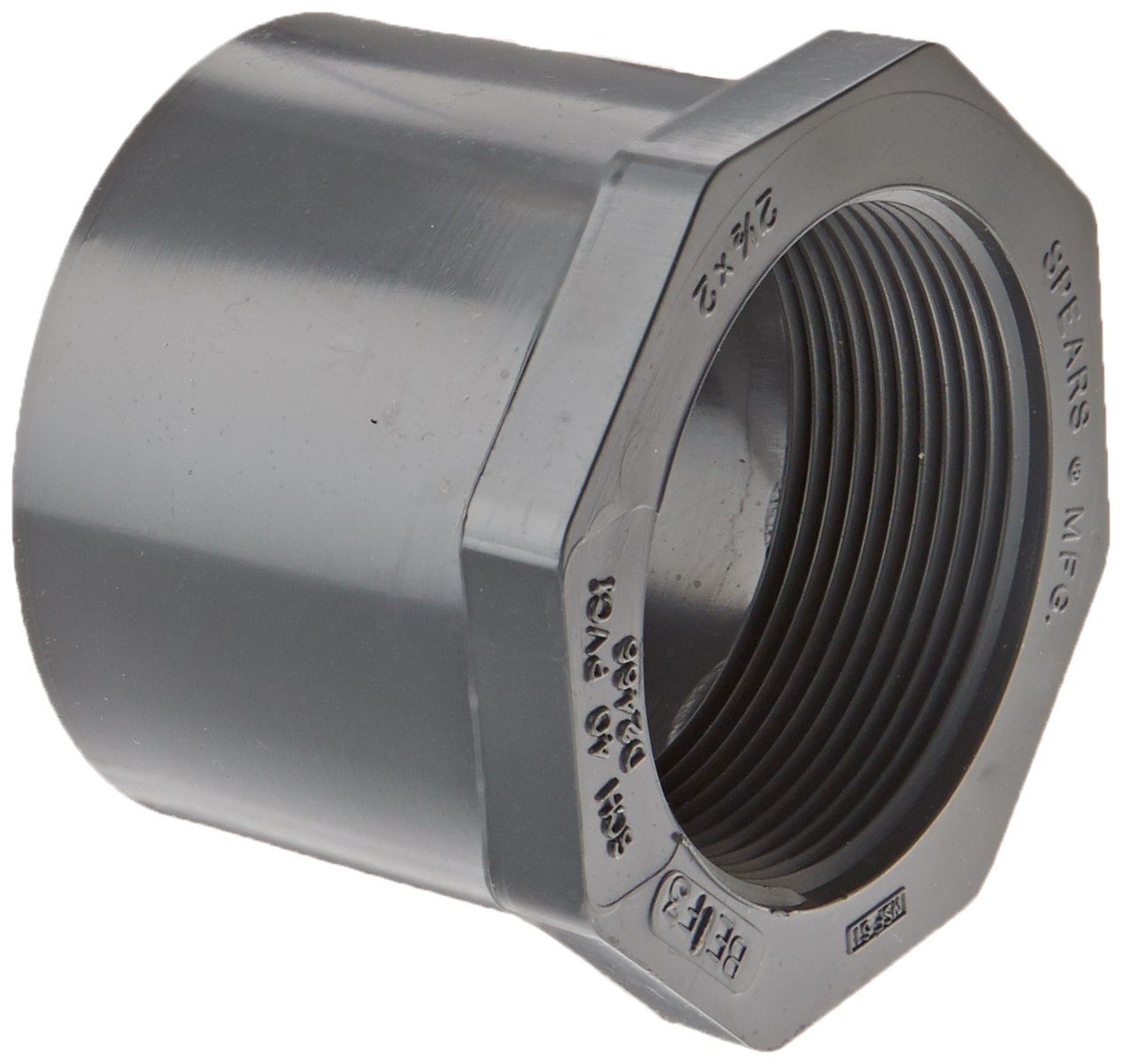 Spears 838 Series PVC Pipe Fitting, Bushing, Schedule 80, 21/2" Spigot
