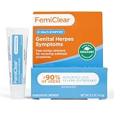 FemiClear Genital Herpes &amp; Cold Sore Symptom Relief Ointment, 0.5 Oz | Fast-Acting Multi-Symptom Relief for Outbreaks, Burning, Itching, Tingling &amp; Discomfort, All-Natural &amp; Organic Ingredients