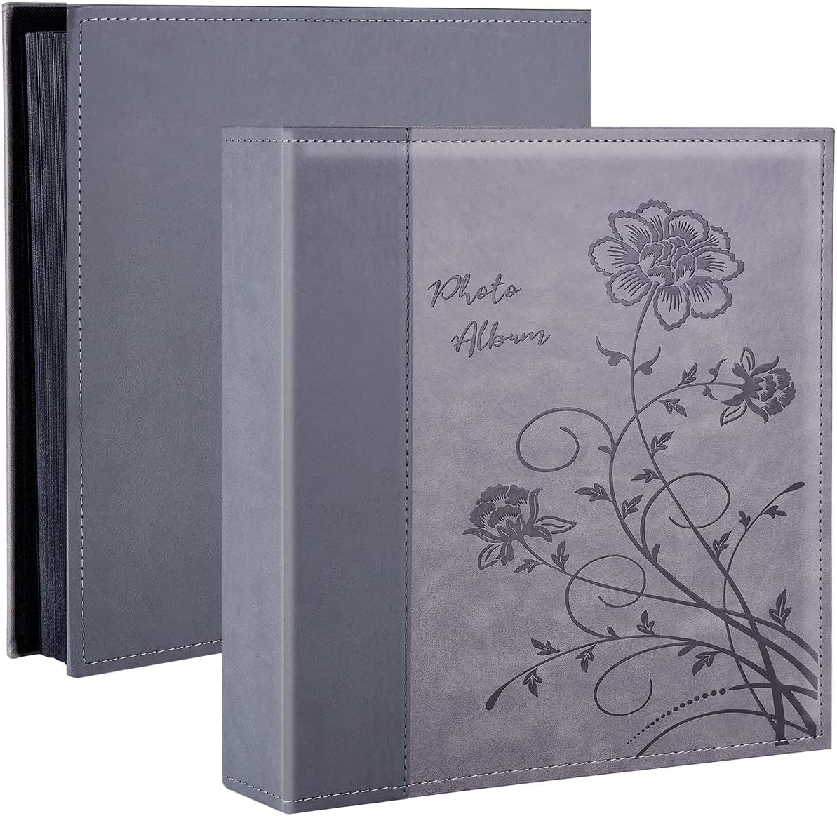 Miaikoe Photo Album 6x4 600 Photos Slip in, Extra Large Capacity Leather Cover Wedding Family Picture Albums Holds 600 Horizontal and Vertical 10x15cm Landscape Photos(Grey)