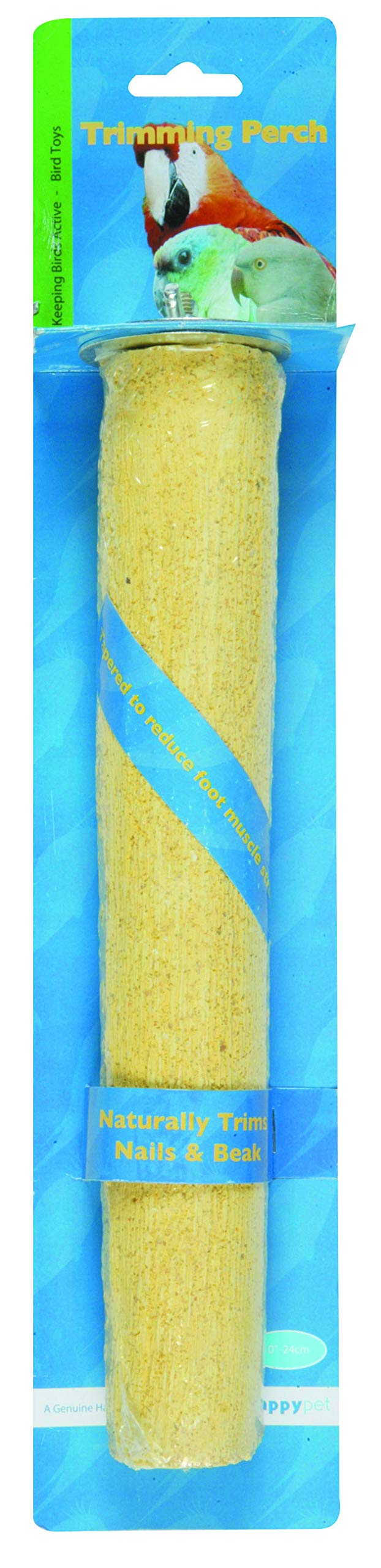 Happy Pet Trimming Perch for Birds Natural Tough Durable Lightweight Sturdy Mountable Playing Shredding Indoor Hanging Birdcage Accessory Toy - 8"