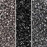 Miyuki Delica Seed Beads Bundle: Size 11/0, Midnight Palette Collection DB1, DB10, DB321-3 Tubes of 7.2 Grams