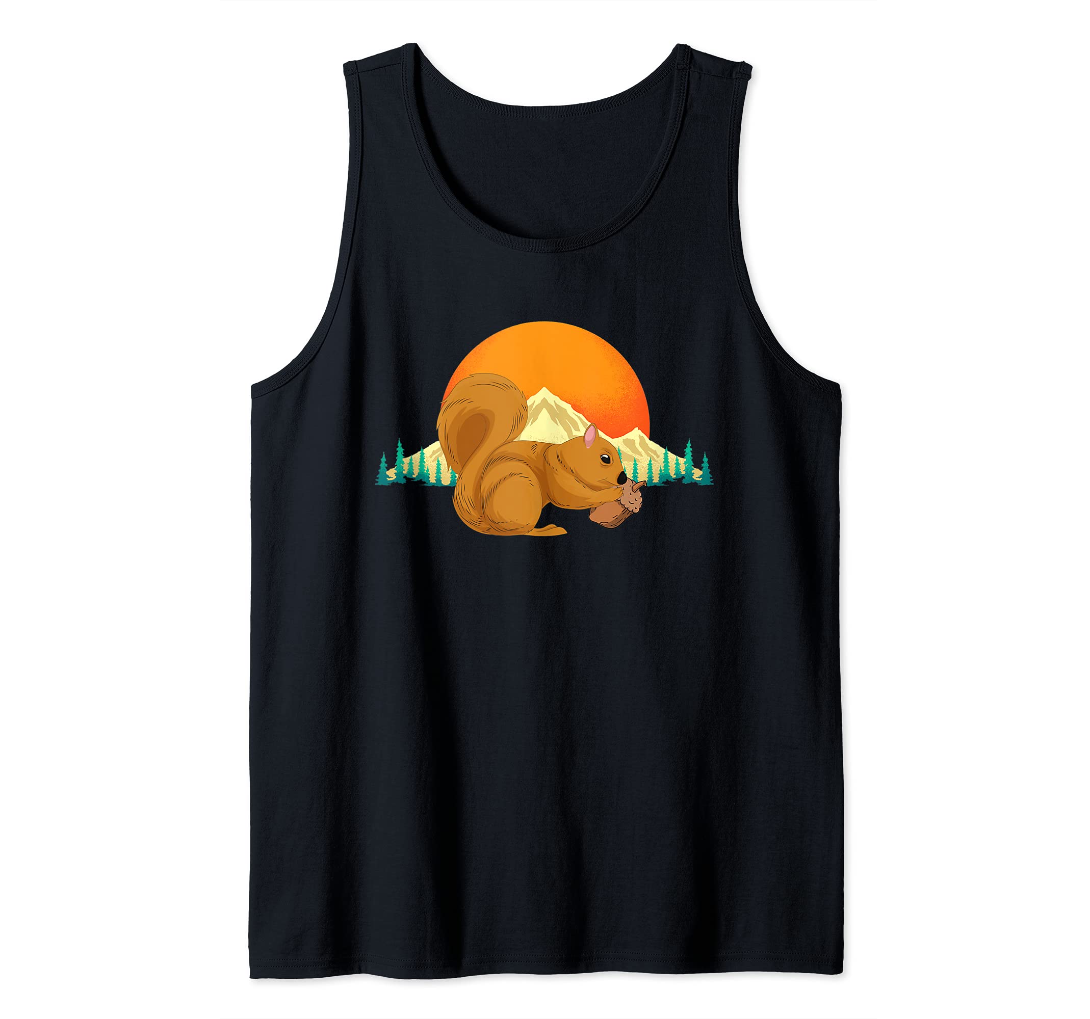 Nuts Wildlife Nature Animal Lover Mountains Sunset Squirrel Tank Top