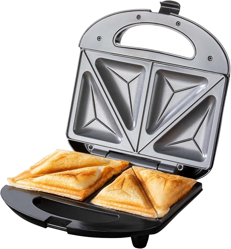 Daewoo 750W Compact Sandwich Maker Dual Indicator Lights Latch Lock