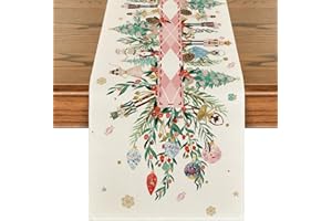Artoid Mode Nutcracker Floral Holly Christmas Table Runner, Seasonal Winter Kitchen Dining Table Decoration for Home Party Decor 13x72 Inch