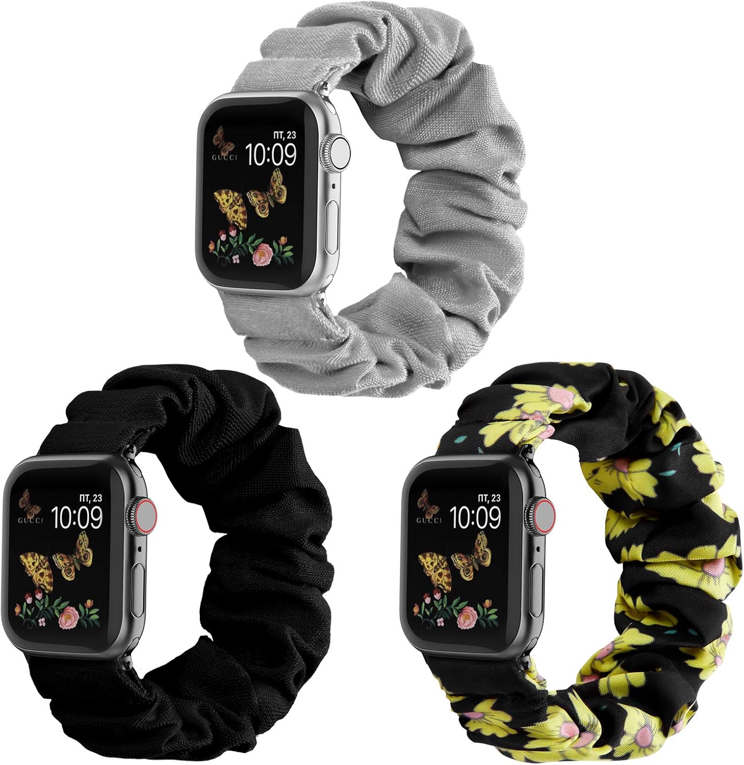 Recoppa Compatible for Scrunchie Apple Watch Band 38mm 42mm 40mm 44mm Cute Print Elastic Watch Bands Women Bracelet Strap for Apple iWatch Series 6 5 4 3 2 1