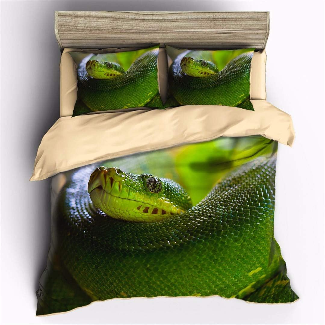 High Definition Photo Print Picture Terrifying Green Boa Bedding Sets Duvet Cover