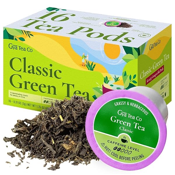 GYA TEA CO CLASSIC GREEN TEA POD (16 CT) – MILDLY CAFFEINATED TEA WITH MELLOW FLAVOR – KICKSTART THE DAY FOR CALMING & RELAXING