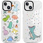 RUMDEY 2 Pack Animals Cartoon Pattern for iPhone 15 6.1" Phone Case, Clear Cute Dinosaur Aesthetics Cases Soft Silicone Slim TPU Shockproof Protective Fundas for Women Girls Kids