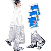 3 Pack Disposable Rain Ponchos And 3 Pairs Of Waterproof Boot Covers,Emergency Clear Ponchos With Hoods for Camping,Hiking,Travel