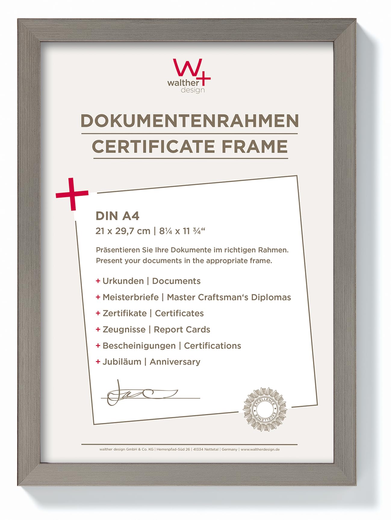 walther design Photo Frame Steel 21 x 29,7 cm (DIN A4) Construction Design Frame JK130D