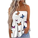 Tube Tops for Women Summer Casual Y2K Strapless Bandeau Tanks Backless Shirts Sleeveless Blouse Sexy Crop Top