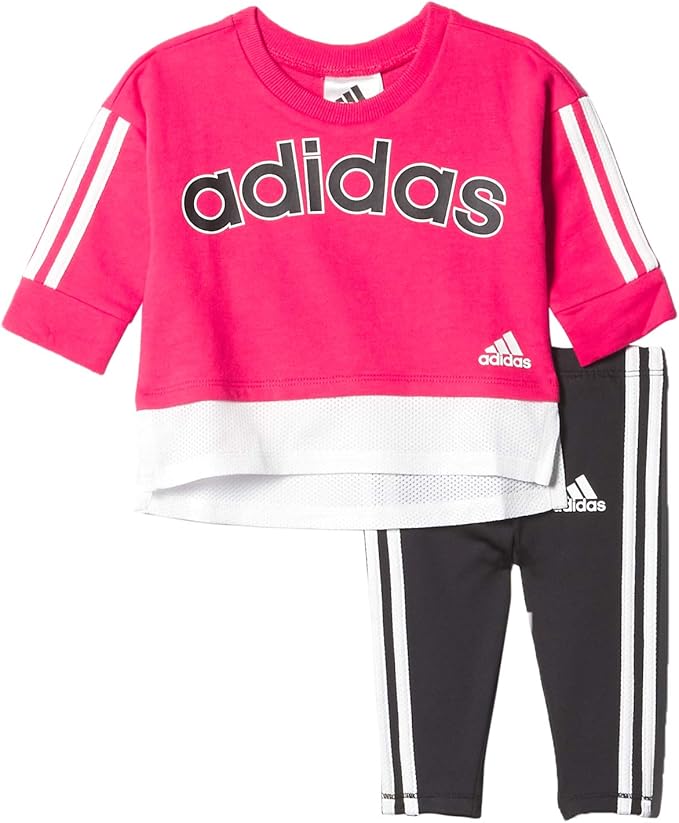 adidas Baby Girls' Ft Pullover Tight Set Pants, Pink, 18 Months