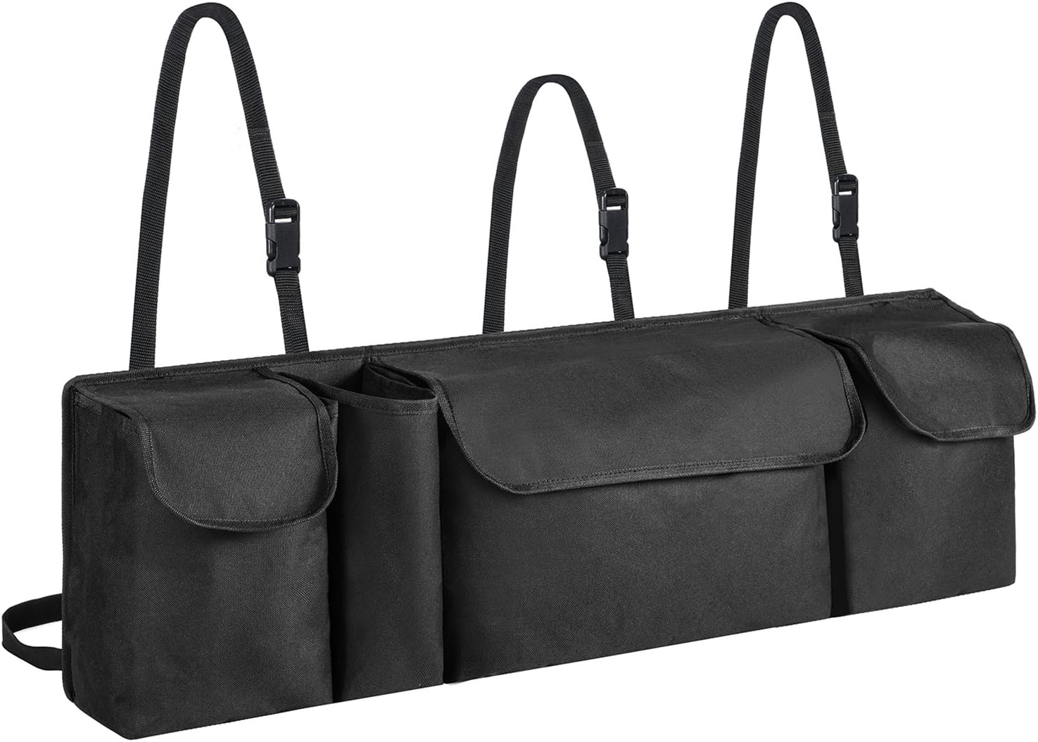 MaidMAX Hanging tidy Car Boot Storage with 3 Mesh Pockets & 4 Adjustable Straps, Car Back Seat Organiser, Black, Perfect for Cars, SUV, Vans and Trucks
