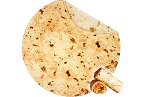 BNuitland 80/90 Inches Tortilla Burritos Pattern Blanket with Pouch,300 GSM Double Sided Giant Flour Realistic Food Blanket,Novelty Taco Funny Blanket for Your Family,Super Soft Flannel Bed Throw