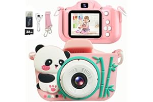 MOODMOON Kids Camera Toys,Digital Camera for Kids,Toddler Camera with Video,Christmas Birthday Gifts for Girls Boys Age 3-12,32GB SD Card and USB Card Reader Included (Panda-Pink)