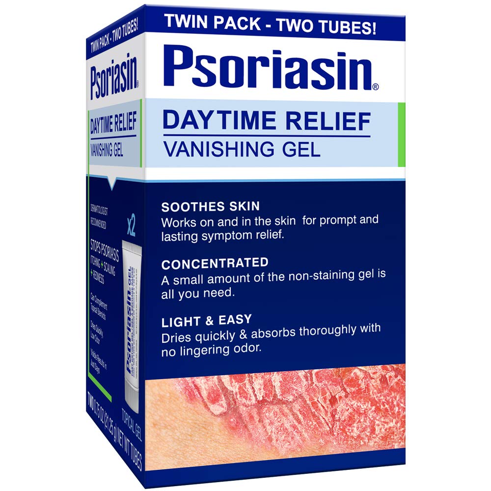 Psoriasin Daytime Relief Vanishing Gel - Stops Psoriasis Itching, Flaking, Redness - Twin Pack - Two 0.75oz Tubes (1.5oz Total)