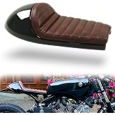 DKMOTORK 0393 Hump Motorcycle Retro Cafe Racer Seat for Honda Yamaha Suzuki Kawasaki Black Brown（gloss black finish, subframe modification is required）
