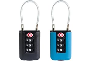UP Security Luggage Locks TSA Approved 2 Pack, Small Padlock Combination, TSA Locks for Luggage, Cabel Combo Padlock with Cod