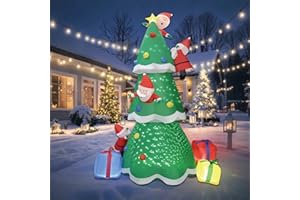 DILENK 8FT Christma Inflatable Christmas Tree with LED Star & Santa Claus - Blow Up Outdoor Decor for Xmas Holiday, Waterproof Yard Lawn Decoration Indoor Party Garden Patio Hall Display