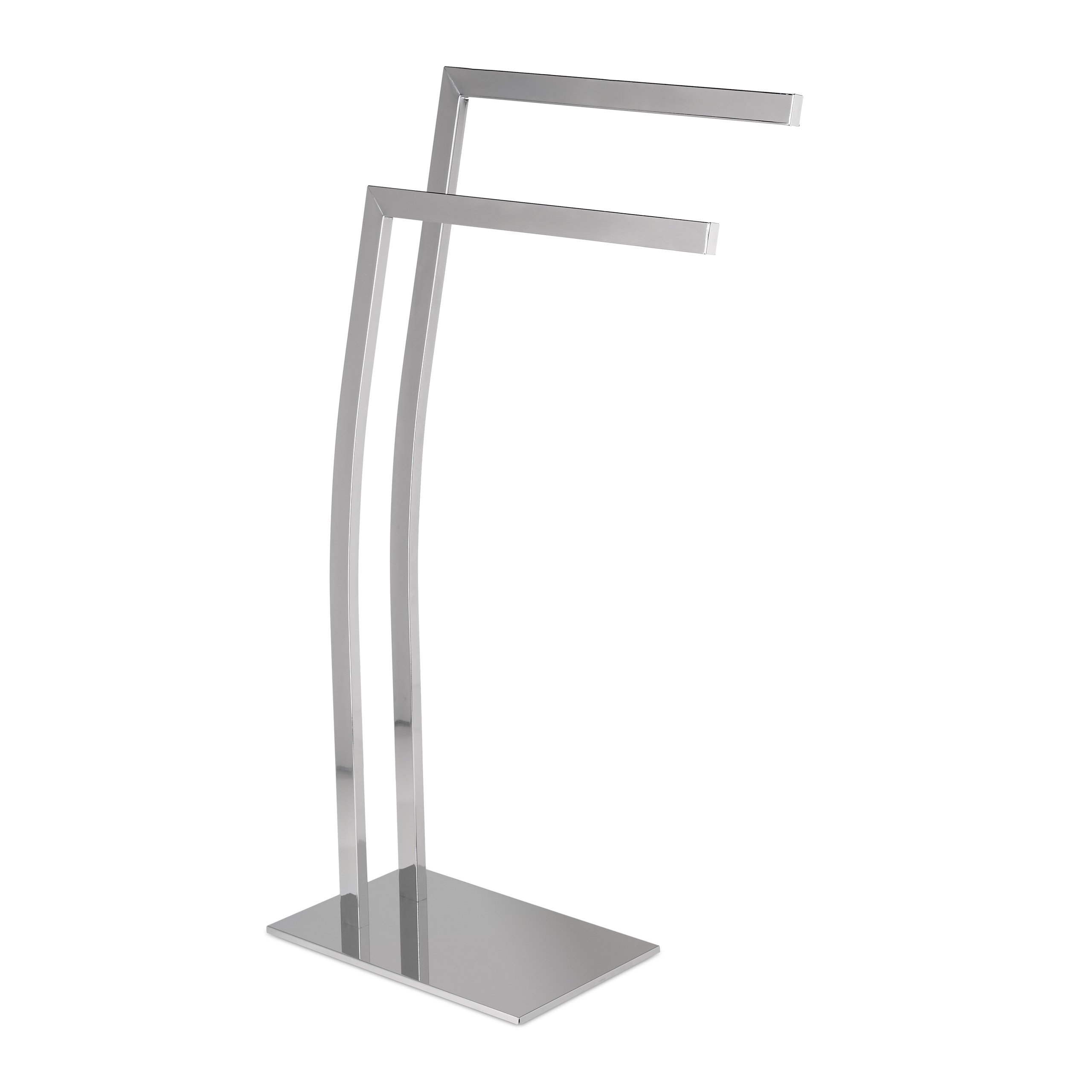 Relaxdays WIMEDO Corner Towel Rack, Size: 80 x 32 x 20 cm Stainless Steel Free-Standing Towel Stand with 2 Rails, Silver