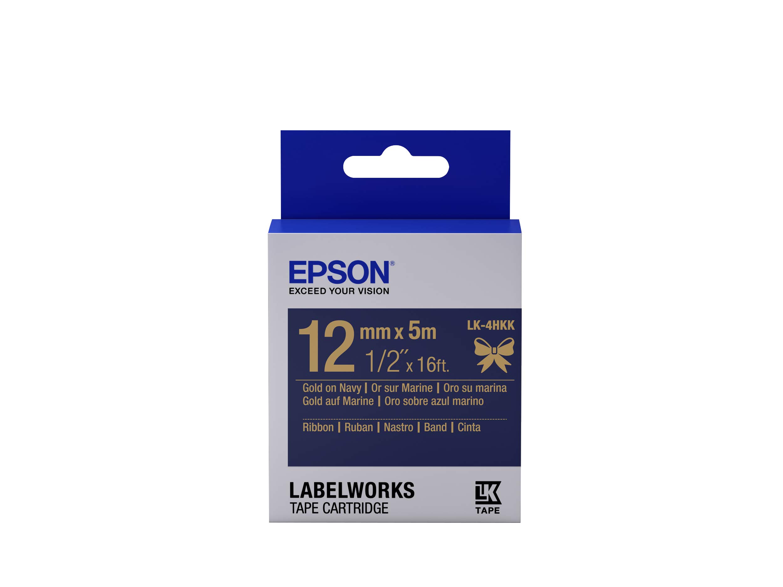 Epson LK-4HKK - Label-Making Tapes (Gold on Navy, Satin, Epson, LabelWorks LW-Z900FK QWERTY)