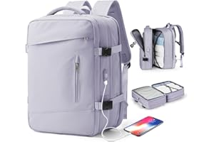 WONHOX Travel Backpack for Women Men, Laptop Backpack with Shoe Compartment,Waterproof Hiking Carry on Backpack